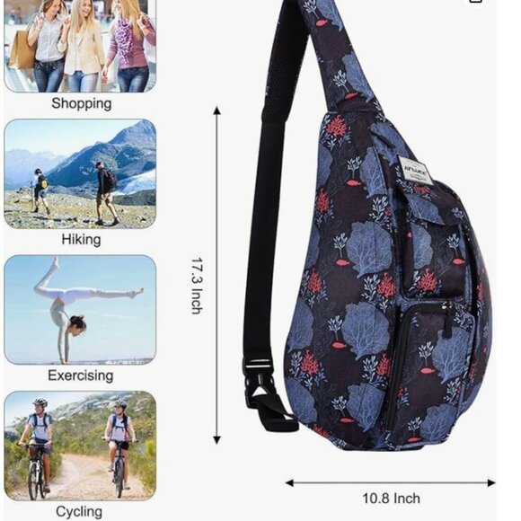 HAWEE Chest Sling Bag Outdoor Travel Backpack Waterproof Crossbody Daypack - Picture 3 of 5